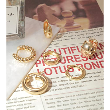 14k Gold Plated Huggie Earrings Set Hypoallergenic Stylish