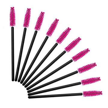 100PCS Disposable Eyelash Mascara Brushes for Eye Lashes Extension Eyebrow and Makeup(Rose)