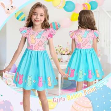 WonderBabe Toddler Girl Easter Dress with Flutter Sleeves