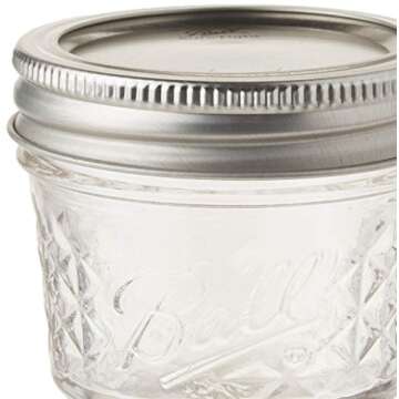 Ball Wide Mouth Quilted Crystal Jelly Jars with Lids and Bands, Used for Canning, Pickling, Juice, Jam, Jelly, Quarter Pint Size 4 Ounce (Pack of 24)