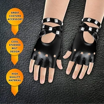 Skeleteen Fingerless Faux Leather Gloves for Style Lovers