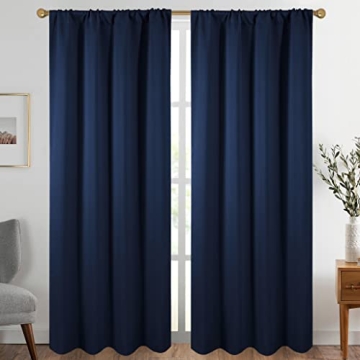 Diraysid Navy Blue Blackout Curtains for Bedroom and Living Room Thermal Insulated Room Darkening Cu...