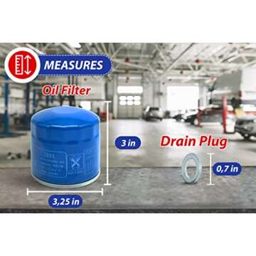 Set of 3 Genuine OEM Engine Oil Filter 26300-35505-ST and Drain Plug Gasket 21513-23001 fit for Hyundai, Kia