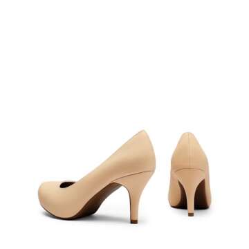 DREAM PAIRS Tiffany Women's New Classic Elegant Versatile Low Stiletto Heel Dress Platform Pumps Shoes,Size 9,Nude/Suede,TIFFANNY
