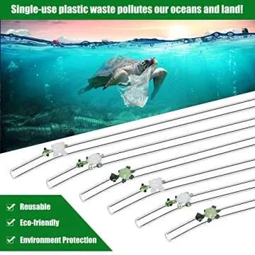 6 Pcs Glass Straw with Design Shatter Resistant Reusable Clear Bent Cute Straws 8 mm x 7.9 Inch with 2 Pcs Cleaning Brush for Drinking Smoothie Cocktail Shakes Beverages(Turtle)