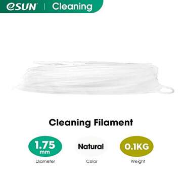 eSUN 1.75mm, Cleaning Filament, Prevent Nozzles and Extruders Clogging, 100g Spool 3D Printing Filament for 3D Printers, Natural
