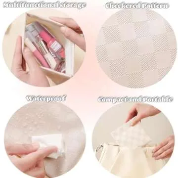 LYDZTION 2 Pieces Checkered Makeup Bag Set for Women, Portable Cosmetic Bag Travel Toiletry Bag Organizer Waterproof Small Makeup Bag Aesthetic Accessories Storage Bag for Women-White