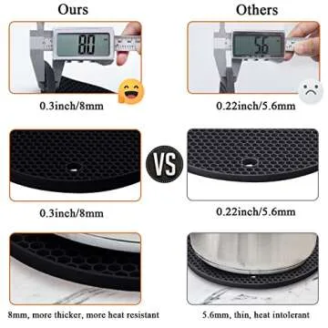 4 Pack Silicone Trivet Mats, 7 Inch & 9 Inch Flexible Heat Resistant Silicone Hot Pads Pot Holders for Kitchen Counter, Round Silicone Trivets for Hot Dishes, Silicone Potholders Jar Opener(Black)