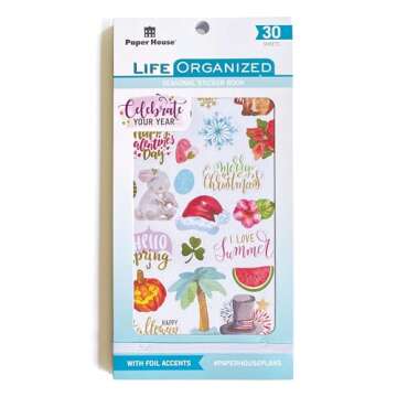 Paper House Productions Seasons Collection 30-Sheet 1200-Piece Celebrate Your Day Planner Sticker Folio for Planners, Journaling and Crafting