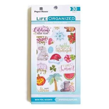Paper House Productions Seasons Collection 30-Sheet 1200-Piece Celebrate Your Day Planner Sticker Folio for Planners, Journaling and Crafting
