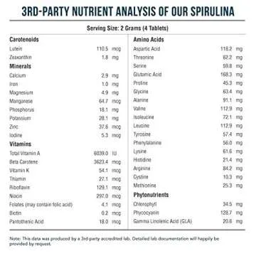 Organic Spirulina Tablets - Highest Nutrient Density & Pure