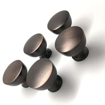 Southern Hills Oil Rubbed Bronze Cabinet Knobs - Pack of 5 - Round Cabinet Drawer Knobs, Ideal Kitch...