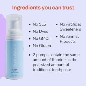 autobrush Mint Foaming Toothpaste for All Ages - Travel Friendly