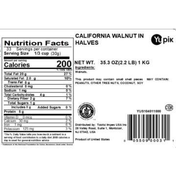 Yupik Raw California Walnuts, Halves & Pieces, 2.2 lb, Kosher, Gluten-Free, Vegan, Unsalted Nuts, Un...