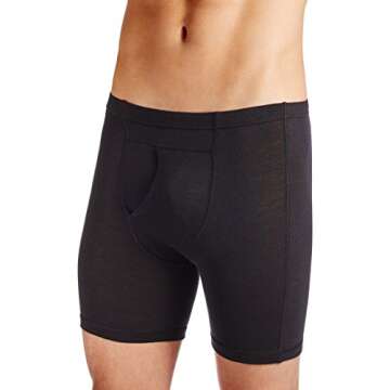 100% Merino Wool Mens Lightweight Boxer Brief - Moisture Wicking - Soft and Breathable Underwear - Black - Medium