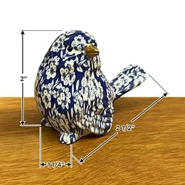 Hand Painted Chinoiserie Blue Robin Birds Set of 4