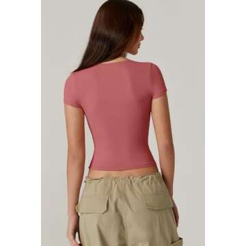 QINSEN Summer Tops for Women Slim Fit Short Sleeve T Shirts Sexy Sweetheart Neck Y2K Crop Top, Merlo...