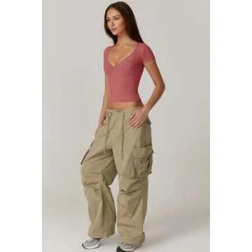 QINSEN Summer Tops for Women Slim Fit Short Sleeve T Shirts Sexy Sweetheart Neck Y2K Crop Top, Merlot Small