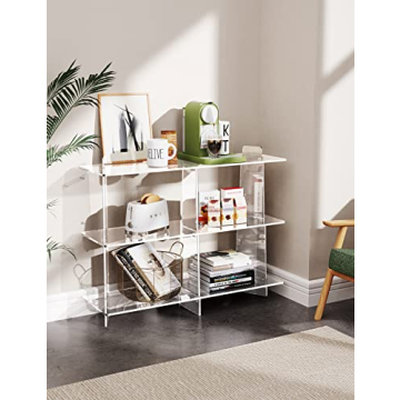 Solaround Acrylic Bookshelf - 3 Tier Clear Bookcase for Small Spaces