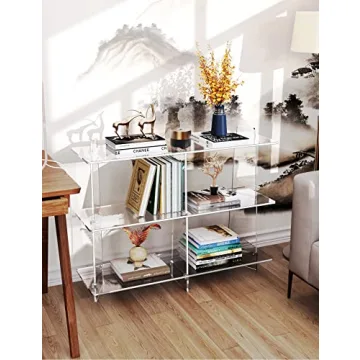 Solaround Acrylic Bookshelf - 3 Tier Clear Bookcase for Small Spaces