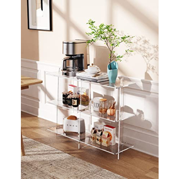 Solaround Acrylic Bookshelf - 3 Tier Clear Bookcase for Small Spaces