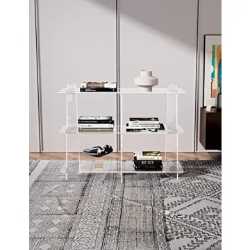 Solaround Acrylic Bookshelf - 3 Tier Clear Bookcase for Small Spaces