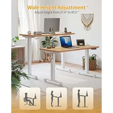 CubiCubi Standing Desk, 48 x 24 Inch Electric Stand up Height Adjustable Home Office Table, Sit Stand Desk with Splice Board, White Frame & Light Rustic Brown Desktop