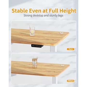 CubiCubi Standing Desk, 48 x 24 Inch Electric Stand up Height Adjustable Home Office Table, Sit Stand Desk with Splice Board, White Frame & Light Rustic Brown Desktop
