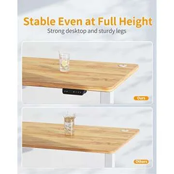 CubiCubi Standing Desk, 48 x 24 Inch Electric Stand up Height Adjustable Home Office Table, Sit Stand Desk with Splice Board, White Frame & Light Rustic Brown Desktop