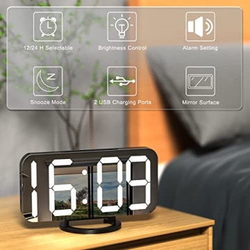 WulaWindy Digital Alarm Clock with USB Charger and Snooze