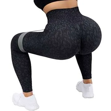 SUUKSESS Scrunch Butt Lifting Seamless Leggings for Women Booty High Waisted Workout Yoga Pants (Leopard Black, M)