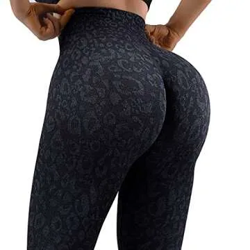 SUUKSESS Scrunch Butt Lifting Seamless Leggings for Women Booty High Waisted Workout Yoga Pants (Leopard Black, M)