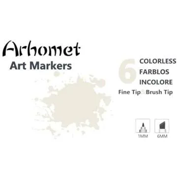 6pcs Colorless Alcohol Markers Set, Blender Blending Clear Markers Dual Tips Art Drawing Sketched Double Tipped for Adults Kids (Colorless)