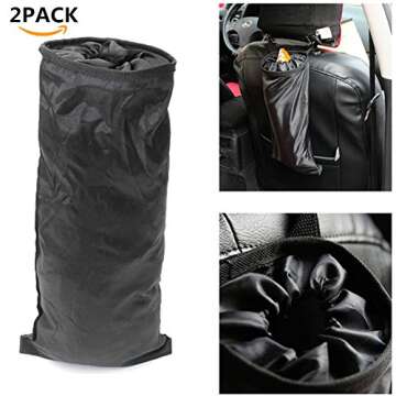2 PACK Car Trash Bags, Car Vehicle Back Seat Headrest Litter Trash Can Washable Leakproof Eco-friend...