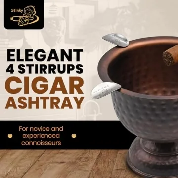 Antique Hammered Copper Cigar Ashtray - Sturdy & Elegant