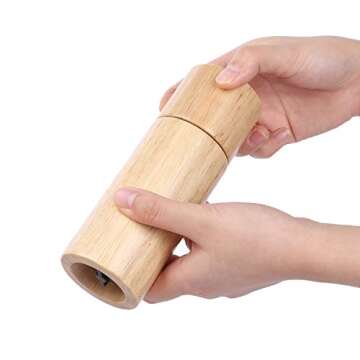 KKC HOME ACCENTS Wooden Salt and Pepper Grinder sets,6 inch, Salt Pepper Grinder Mill sets,Rubber Wood,Adjustable Coarseness Fine to Coarse