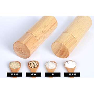 KKC HOME ACCENTS Wooden Salt and Pepper Grinder sets,6 inch, Salt Pepper Grinder Mill sets,Rubber Wood,Adjustable Coarseness Fine to Coarse