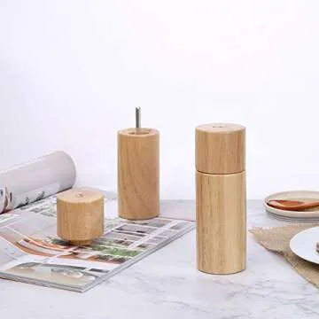 KKC HOME ACCENTS Wooden Salt and Pepper Grinder sets,6 inch, Salt Pepper Grinder Mill sets,Rubber Wood,Adjustable Coarseness Fine to Coarse