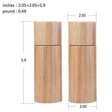 KKC HOME ACCENTS Wooden Salt and Pepper Grinder sets,6 inch, Salt Pepper Grinder Mill sets,Rubber Wood,Adjustable Coarseness Fine to Coarse