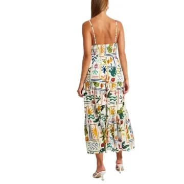 Women Y2k Boho Maxi Dress Vintage Floral Tie Shoulder Strap Sleeveless A Line Long Dress Summer Beach Flowy Dresses