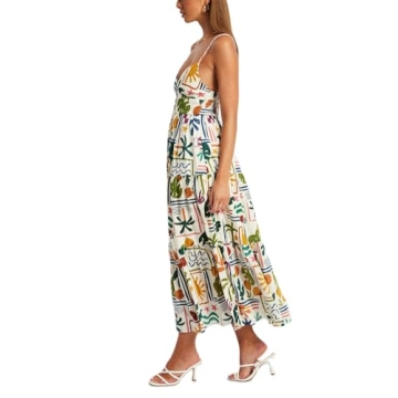 Women Y2k Boho Maxi Dress Vintage Floral Tie Shoulder Strap Sleeveless A Line Long Dress Summer Beach Flowy Dresses