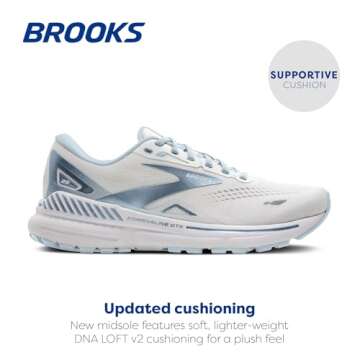 Brooks Women’s Adrenaline GTS 23 Supportive Running Shoe - White/Illusion Blue - 8 Medium