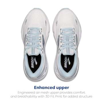 Brooks Women’s Adrenaline GTS 23 Supportive Running Shoe - White/Illusion Blue - 8 Medium