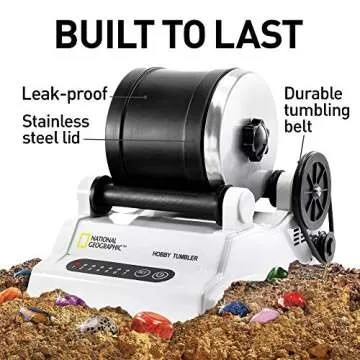 NATIONAL GEOGRAPHIC Hobby Rock Tumbler Includes 1lb Rough Gemstones, 4-Stage Polishing Grit, Strainer Jewelry Fastenings & Learning Guide, Cool Toys, STEM Science Kit,