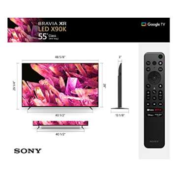 Sony 65 Inch 4K Ultra HD TV X90K Series: BRAVIA XR Full Array LED Smart Google TV with Dolby Vision HDR and Exclusive Features for The Playstation® 5 XR65X90K- 2022 Model,Black