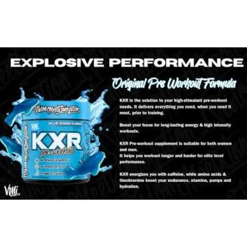 K-XR Pre-Workout Energy Powder | Intense Energy Pre-Workout Drink for Men and Women| Creatine Free | Improves Performance - Enhanced Focus & Increased Endurance | 30 Servings (Gummy Bear)