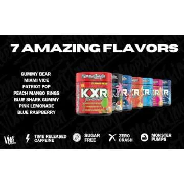 K-XR Pre-Workout Energy Powder | Intense Energy Pre-Workout Drink for Men and Women| Creatine Free | Improves Performance - Enhanced Focus & Increased Endurance | 30 Servings (Gummy Bear)