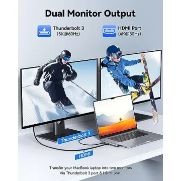 Versatile USB C Adapter HDMI Hub for MacBook Pro/Air