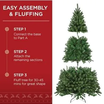 Best Choice Products Artificial Christmas Tree, 9ft Premium Unlit Realistic Spruce Holiday Décor w/Dense Branches, Easy Assembly, Metal Base