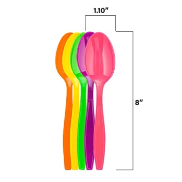 50 Durable Candy Colored Plastic Tea Spoons for All Occasions
